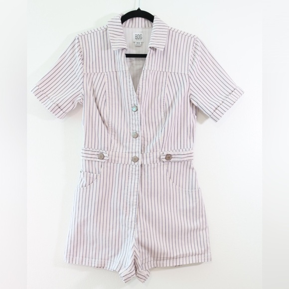 Urban Outfitters BDG Striped Romper Magritte Button-Front Shortall Coverall Sz M - Picture 6 of 11